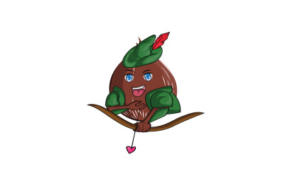 Coconut Fruit Robin Hood Cartoon Character