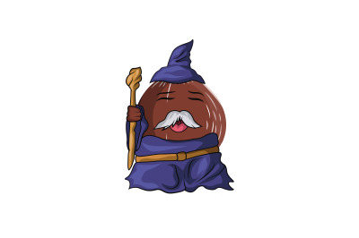 Coconut Fruit Wizard Cartoon Character