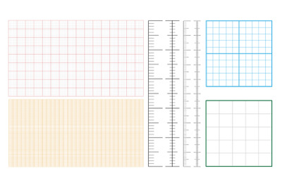 Metric Graph Paper And Corner Ruler Set Vector