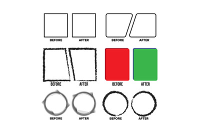 Geometrical Figures Before And After Set Vector