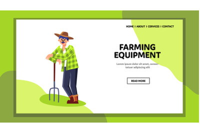 Farming Equipment Pitchfork Lean Farmer Vector Illustration