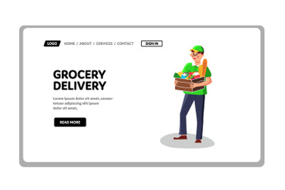 Grocery Delivery Service Food Online Order Vector