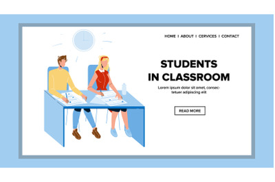 Students In Classroom University Education Vector Illustration