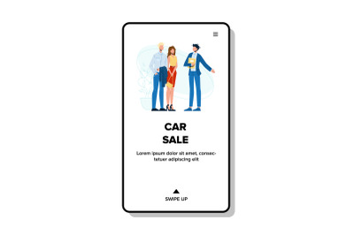 Car Sale Manager Help Couple Make Choice Vector