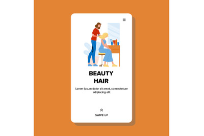 Beauty Hair Stylist Haircut Girl Client Vector