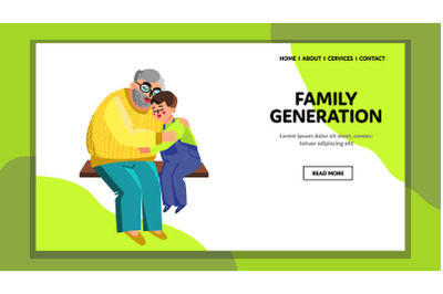 Family Generation Grandson And Grandfather Vector Illustration