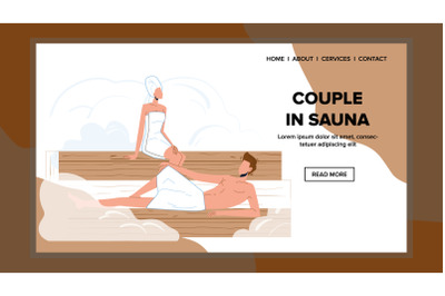 Couple In Sauna Beauty Salon Resort Service Vector