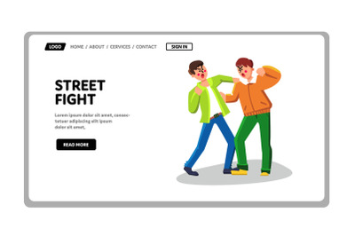 Street Fight Men Aggressive Battle Conflict Vector