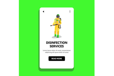 Disinfection Services Worker Disinfecting Vector Flat Illustration