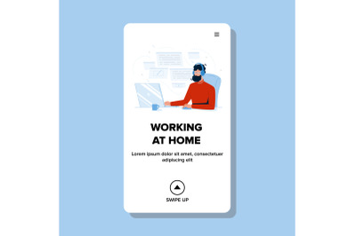 Working Home Freelancer Programmer Designer Vector Illustration