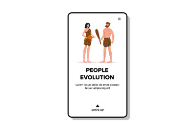 People Evolution Primitive Man And Woman Vector