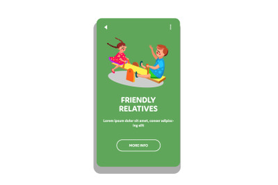 Friendly Relatives Playing On Playground Vector Illustration