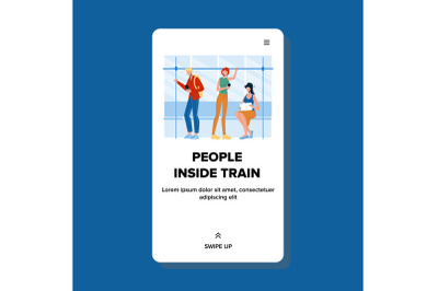 People Inside Train Passengers Traveling Vector Illustration