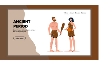 Ancient Period Primitive Man And Woman Vector