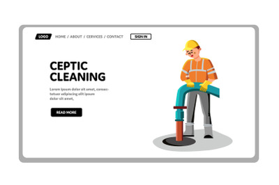 Septic Cleaning And Emptying Tank Worker Vector