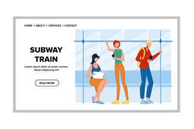 Subway Train With Passengers City Transport Vector