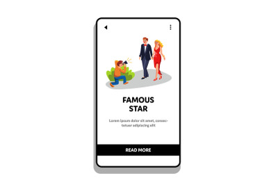 Famous Star Couple Photographing Paparazzi Vector Illustration