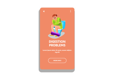 Man With Digestion Problems Sitting Toilet Vector