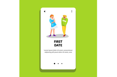 First Date Of Young Couple Boy And Girl Vector