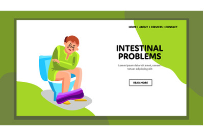 Man With Intestinal Problems Sitting Toilet Vector