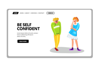 Be Self Confident Courses For Shying Man Vector