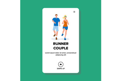 Runner Couple Young Man And Woman Sportsman Vector