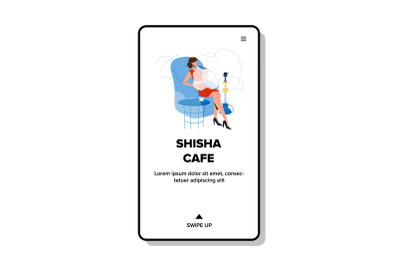 Shisha Cafe Relaxing And Smoking Woman Vector