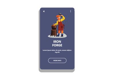 Iron Forge Worker With Hammer Instrument Vector