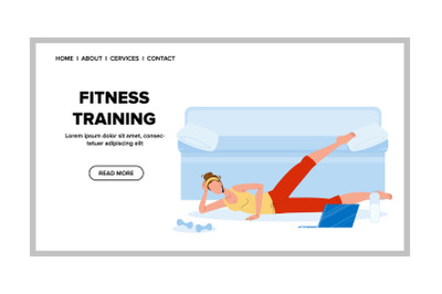 Fitness Training Woman Exercising At Home Vector