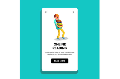 Online Reading E-book Library Education Vector Illustration