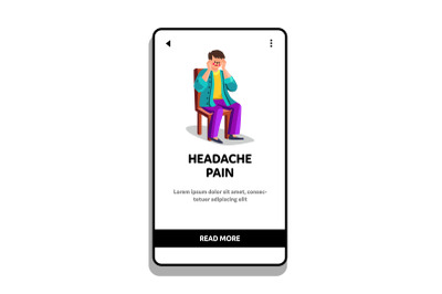 Man With Headache Pain Sitting On Chair Vector