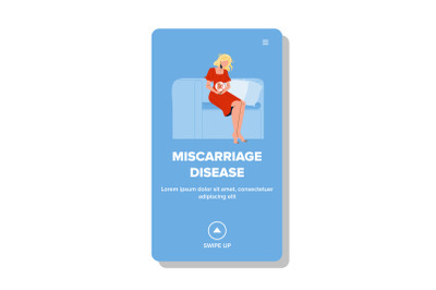 Miscarriage Disease Pregnant Girl Problem Vector Illustration