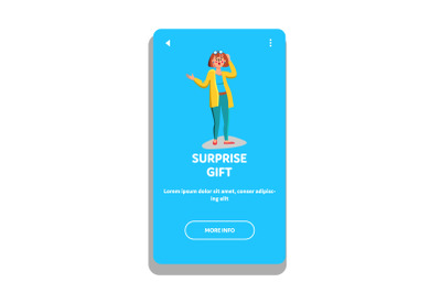 Surprise Gift Happy Shocked Emotion Woman Vector