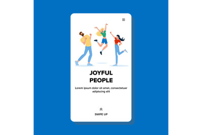 Joyful People Celebrate Dancing And Jumping Vector Illustration