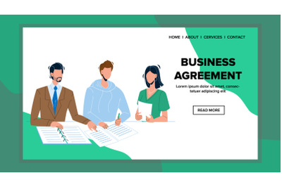 Business Agreement Signing Businessman Vector Flat Illustration