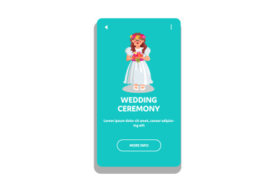 Wedding Ceremony Girl Wear Ceremonial Dress Vector