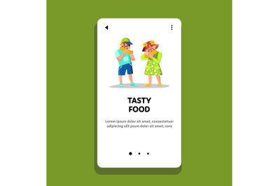 Tasty Food Boiled Corn Eating Children Vector