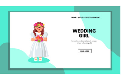 Wedding Girl Wearing Ceremonial Clothes Vector Illustration