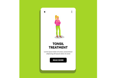 Tonsil Treatment Disease Girl In Hospital Vector