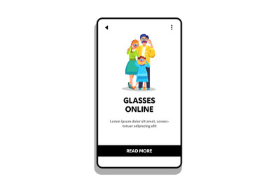 Glasses Online Internet Store For Family Vector