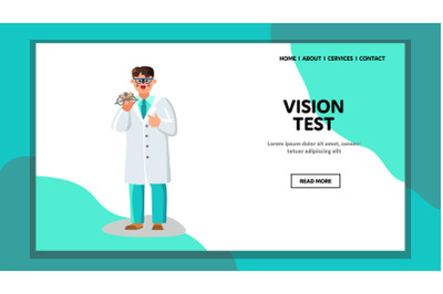 Vision Test Equipment Holding Optometrist Vector Illustration