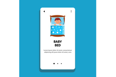 Baby In Bed Sleeping, Boy Sweet Dreams Vector