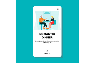 Romantic Dinner Lunch In Restaurant Or Cafe Vector