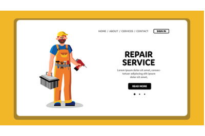 Repair Service Worker With Instrument Box Vector