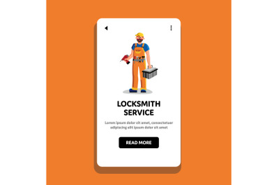 Locksmith Service Workman Holding Tool Vector Illustration