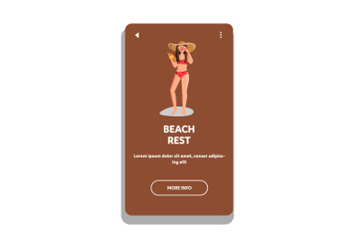 Beach Rest Girl Summer Relaxation Vacation Vector