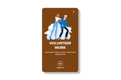 Volunteer Work Service For Help Old People Vector