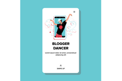 Blogger Dancer Dancing On Smartphone Screen Vector