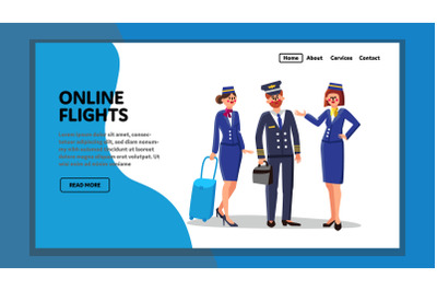 Online Flights Travel Commercial Service Vector Illustration