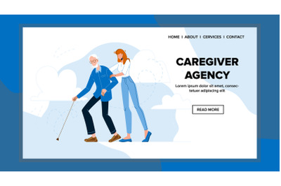 Caregiver Agency Service For Help Old Human Vector